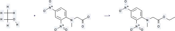 Glycine, N-(2, 4-dinitrophenyl)-N-methyl- can react with Ethanol to get N-Methyl-N-(2, 4-dinitrophenyl)glycine ethyl ester.